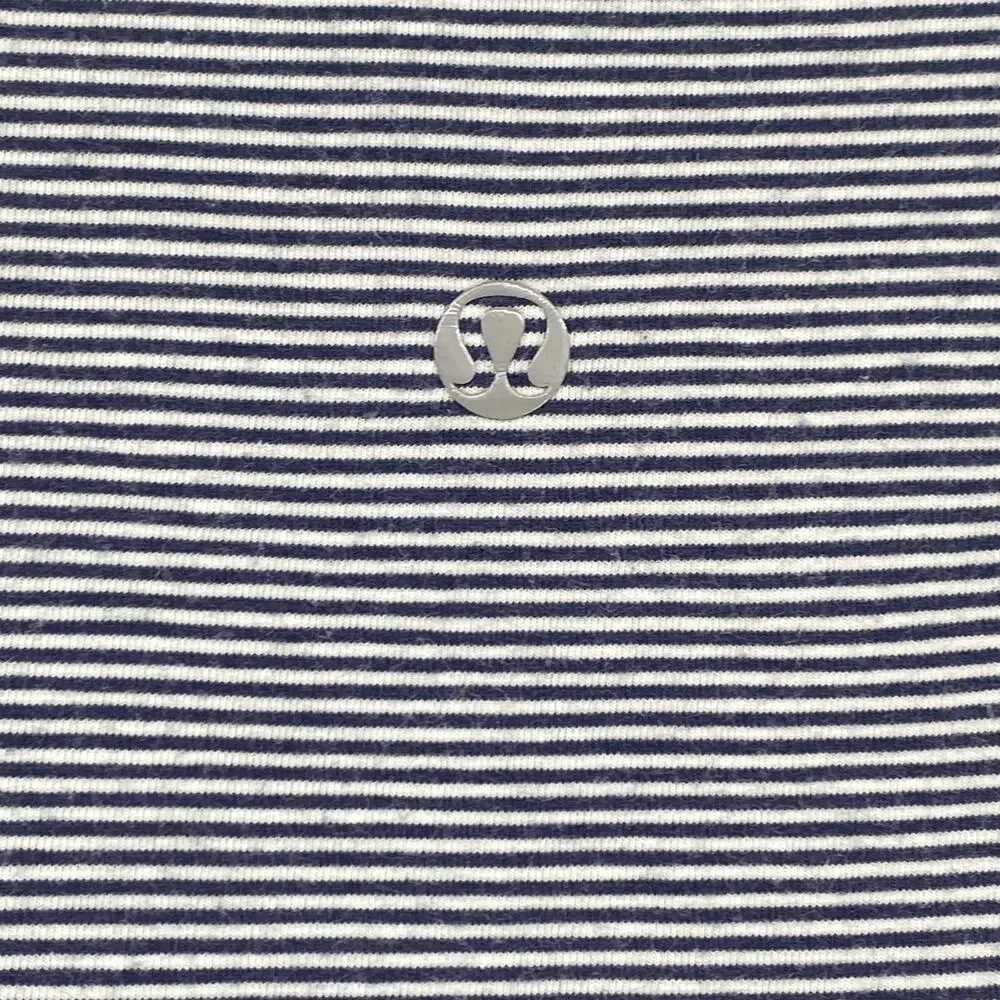 Lululemon Tonka Striped Cadet Blue & White Go Go V Neckline T-Shirt Size 6